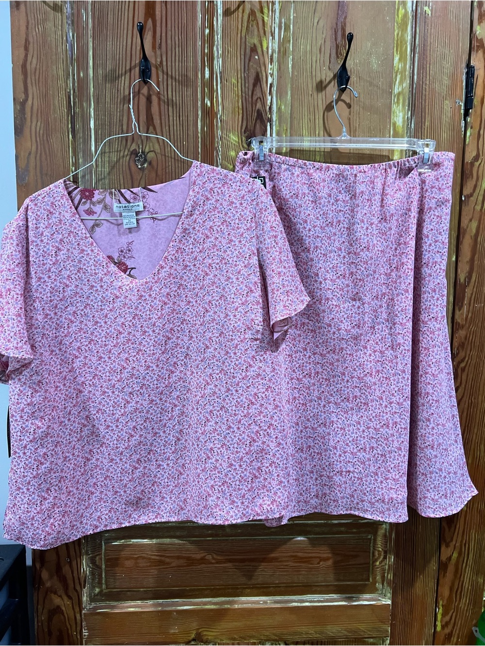 Notations Reversible Pink Floral Midi Skirt & Too - 2 outfits in 1